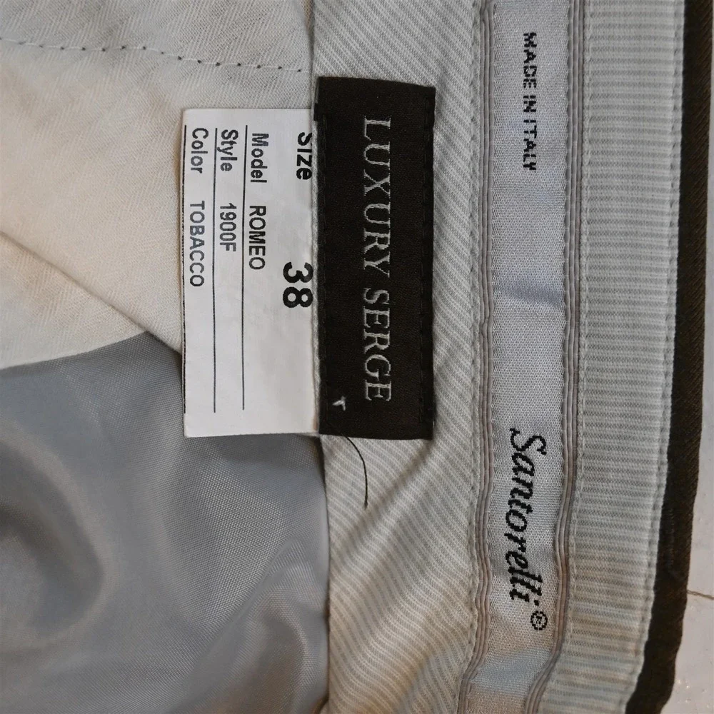 Santorelli 38x32 Tan Brown 100% Wool Romeo Italy Straight Dress Mens Pants